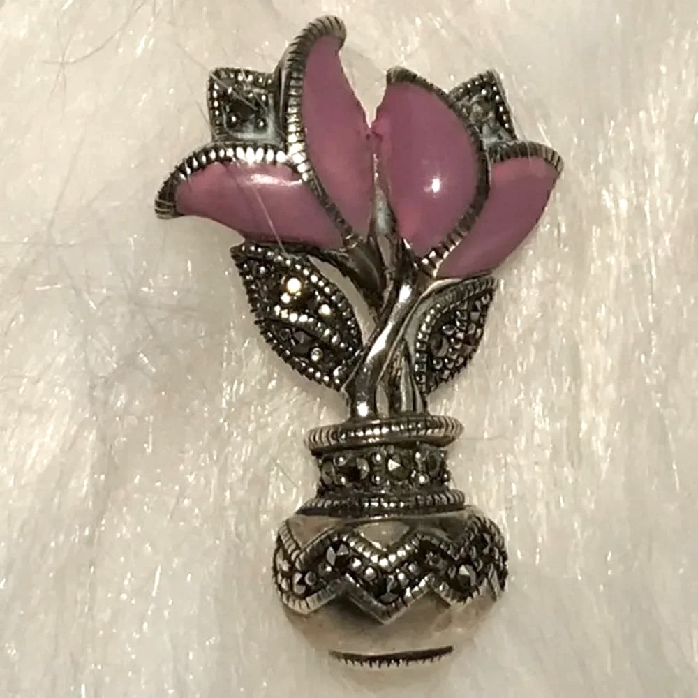 Beautiful Flowers 925 silver pin